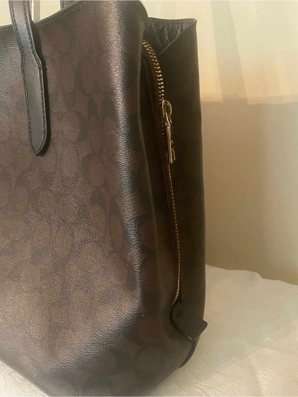 Coach Brown Signature Logo Tote with Gold Hardware